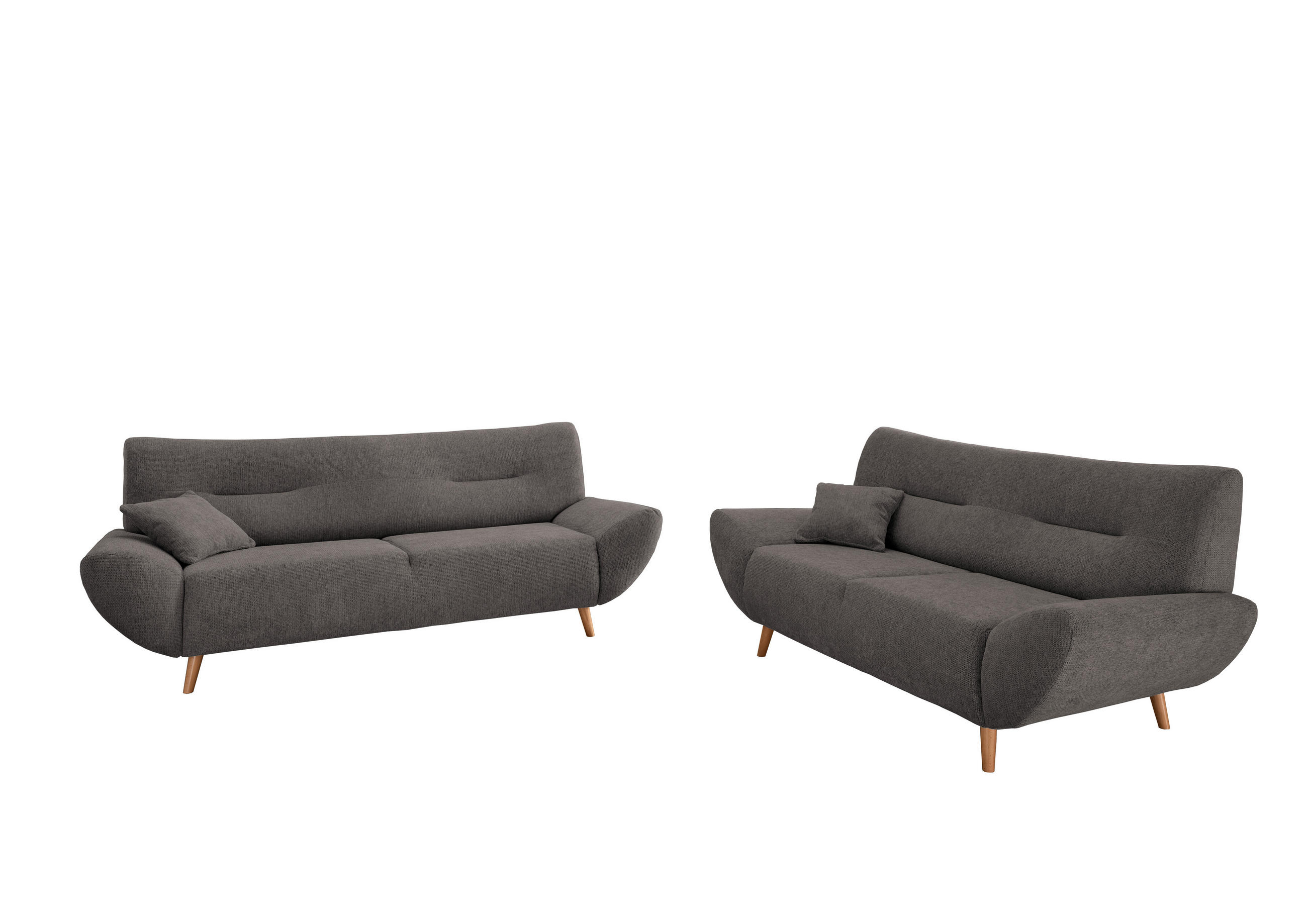 2-SITZER-SOFA in Chenille Graubraun - Wildeiche/Graubraun, Modern, Holz/Textil (173/81/90cm) - MID.YOU