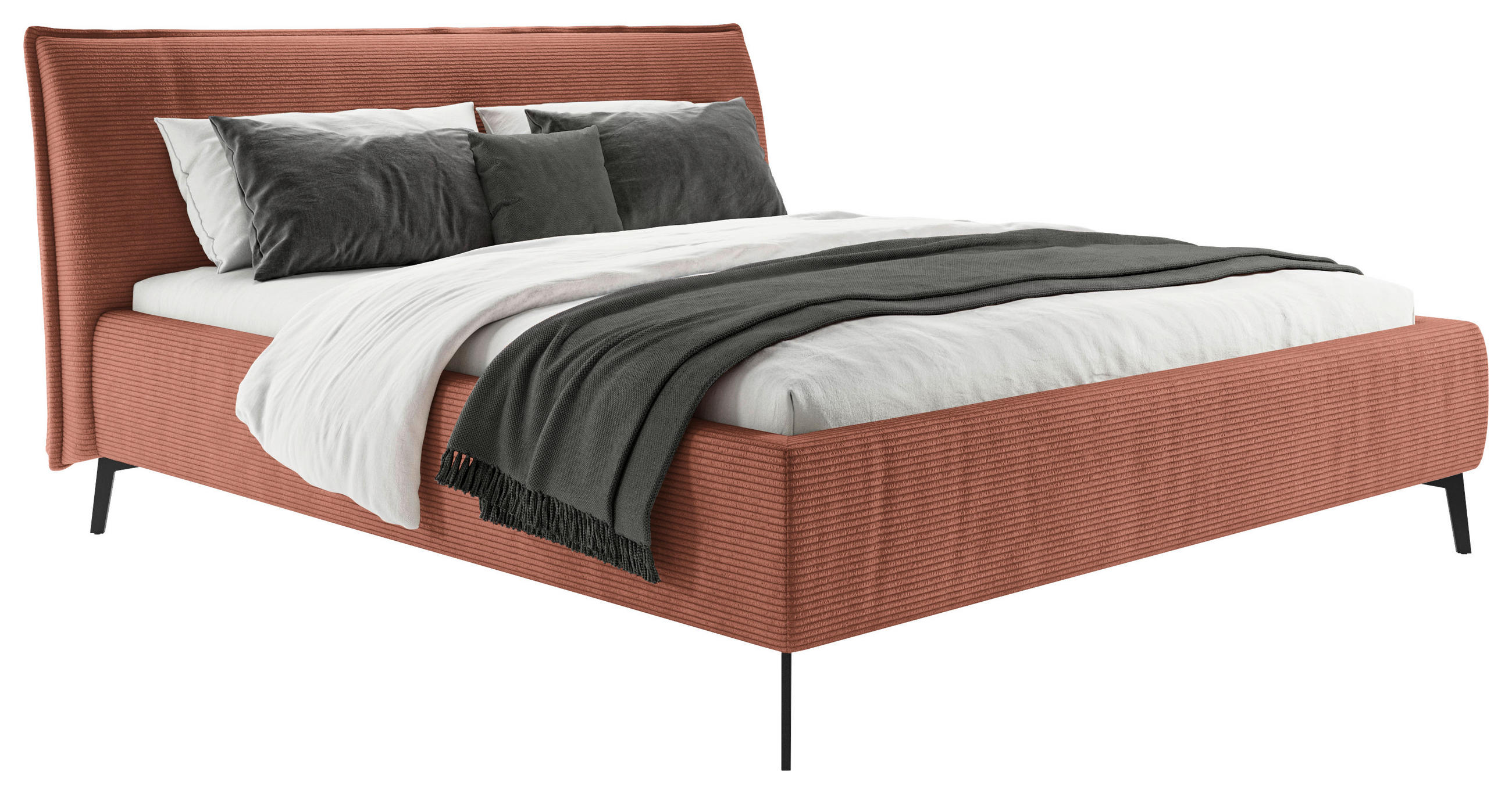 POLSTERBETT 180/200 cm  in Rostfarben  - Rostfarben/Schwarz, Design, Textil/Metall (180/200cm) - Lomoco