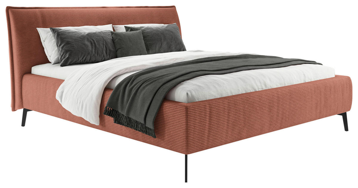 POLSTERBETT 180/200 cm  in Rostfarben  - Rostfarben/Schwarz, Design, Textil/Metall (180/200cm) - Lomoco