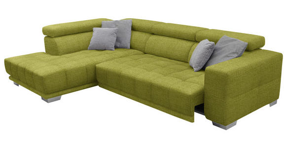 ECKSOFA  in Chenille Hellgrün  207/301 cm  - Chromfarben/Hellgrün, Design, Textil (207/301cm) - Xora
