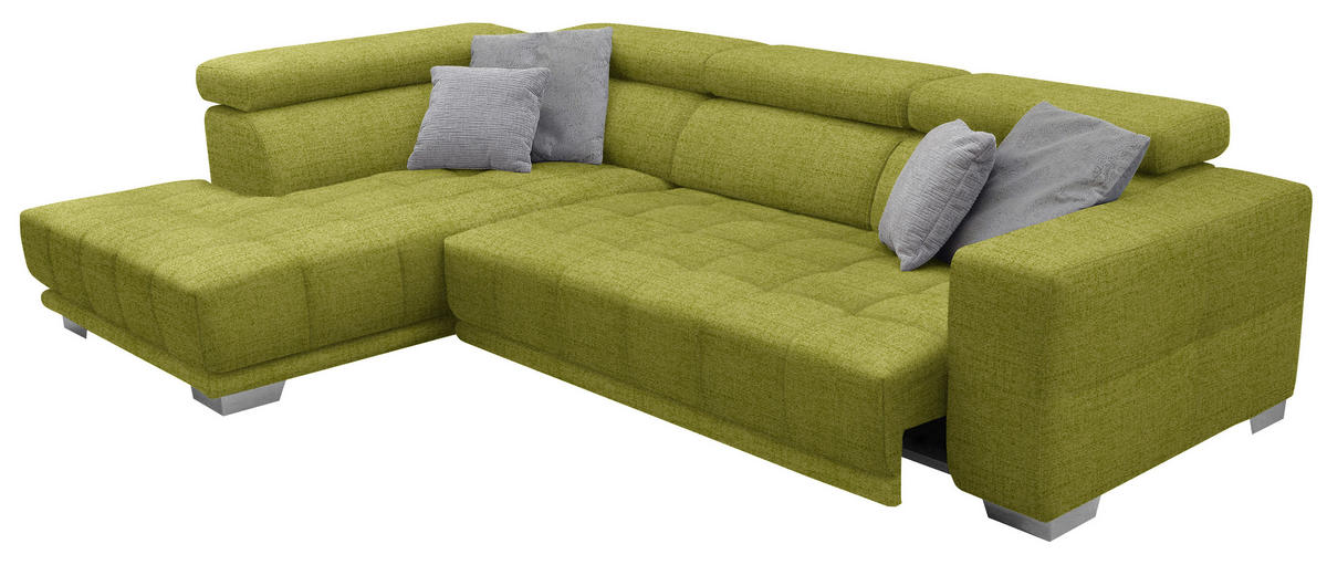 ECKSOFA in Chenille Hellgrün  - Chromfarben/Hellgrün, Design, Textil (207/301cm) - Xora