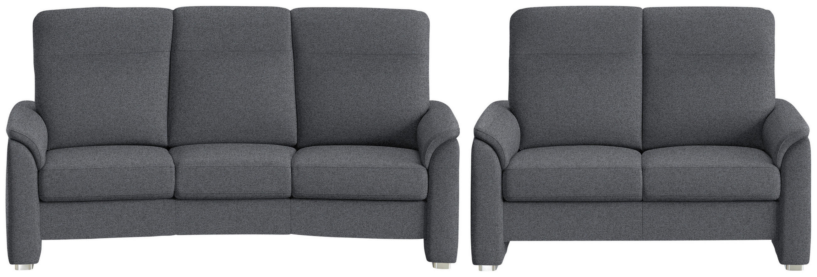 SITZGARNITUR  in Flachgewebe Anthrazit  - Anthrazit/Alufarben, KONVENTIONELL, Textil/Metall (218/156/107/103/95cm) - Beldomo Comfort