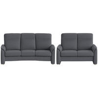 SITZGARNITUR  in Flachgewebe Anthrazit  - Anthrazit/Alufarben, KONVENTIONELL, Textil/Metall (218/156/107/103/95cm) - Beldomo Comfort