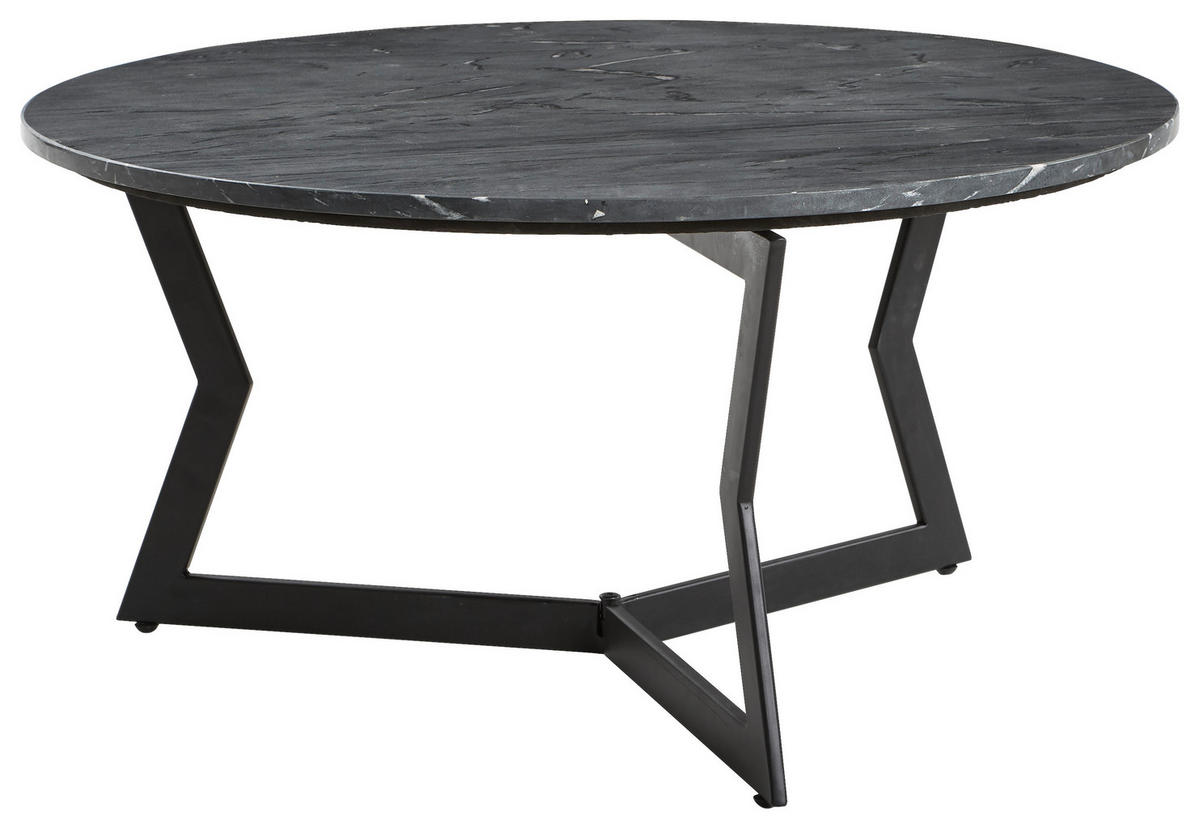 COUCHTISCH in Metall, Stein 80/80/40 cm  - Schwarz, Design, Stein/Metall (80/80/40cm) - Novel