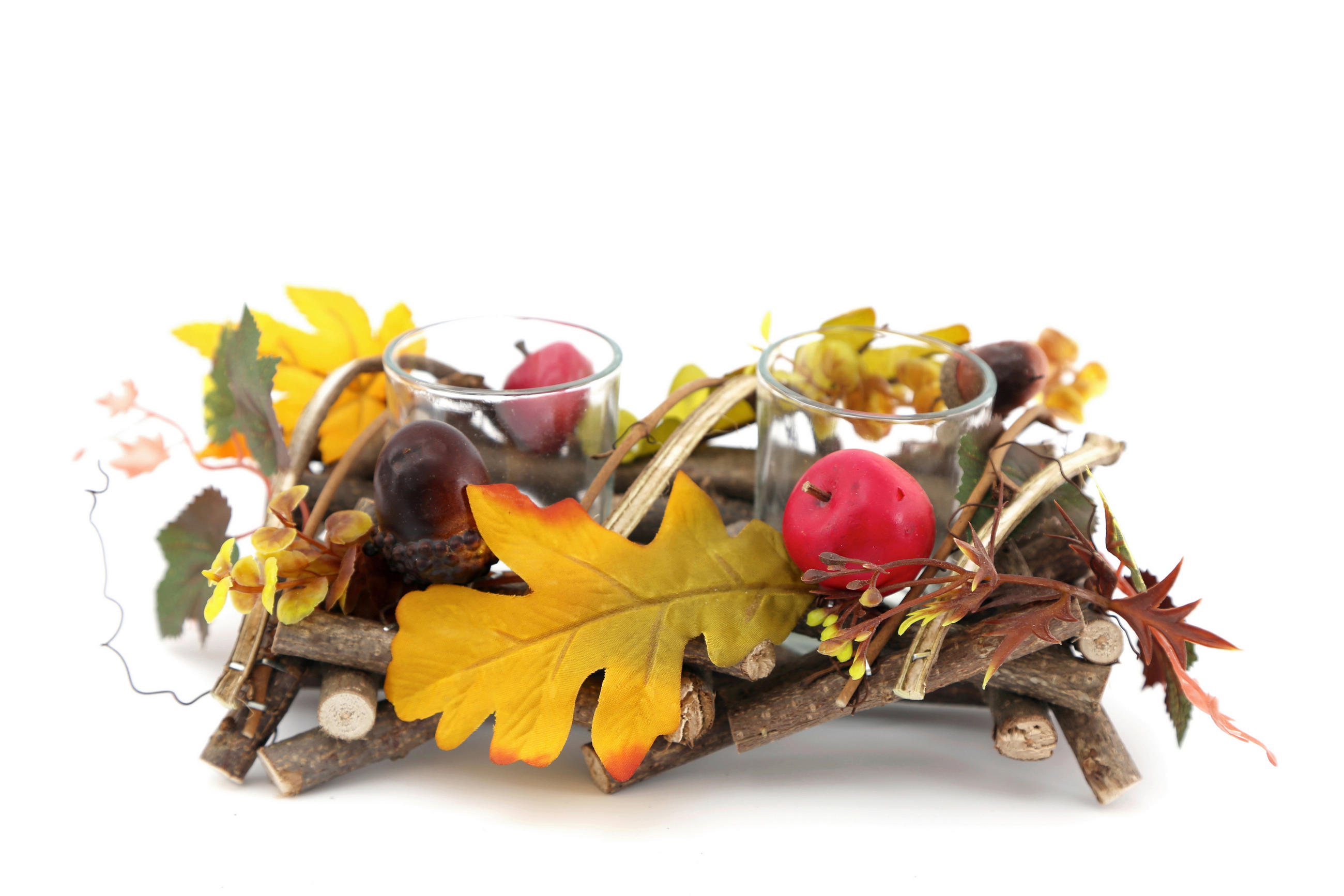 Suport Pentru Lumânare Pastil - multicolor, Basics, sticlă/material pe bază de lemn (20,0/8,0/13,0cm)