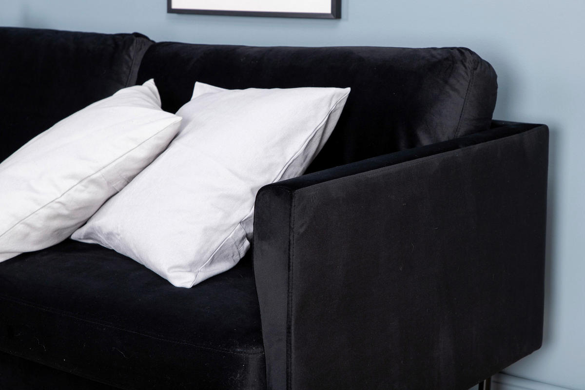 3-SITZER-SOFA in Samt Schwarz  - Schwarz, Design, Textil/Metall (260/78/80cm) - Livetastic