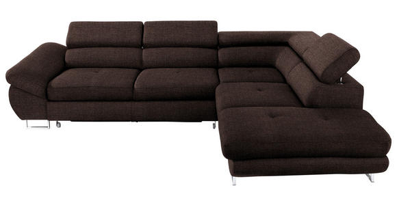 ECKSOFA in Webstoff Dunkelbraun  - Dunkelbraun, Design, Textil/Metall (280/235cm) - Hom`in