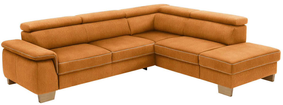 ECKSOFA in Mikrofaser Orange  - Eichefarben/Beige, Natur, Holz/Textil (273/226cm) - Beldomo System