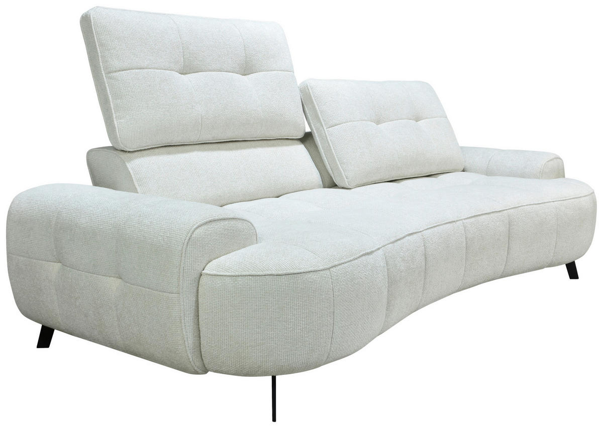 2-SITZER-SOFA Chenille Creme  - Creme/Schwarz, Design, Kunststoff/Textil (230/84/104/111/122cm) - Livetastic