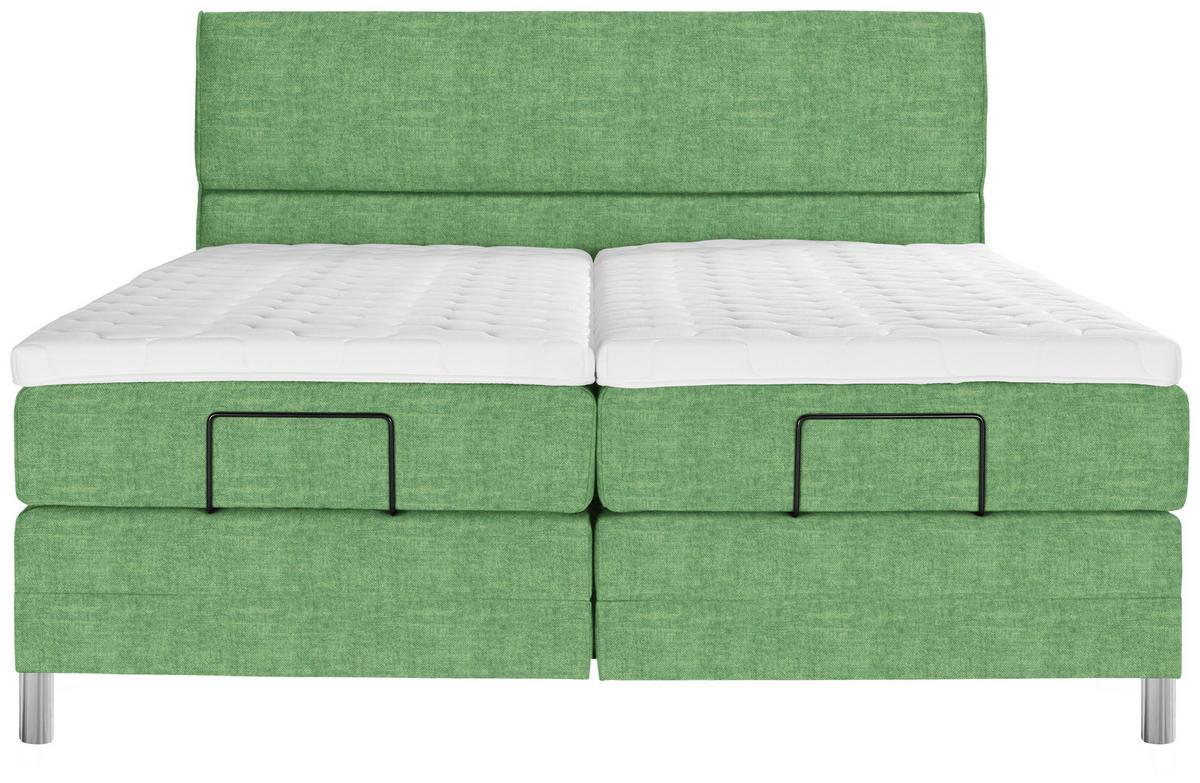 BOXSPRINGBETT 180/200 cm  in Grün  - Chromfarben/Grün, Konventionell, Kunststoff/Textil (180/200cm) - Voleo