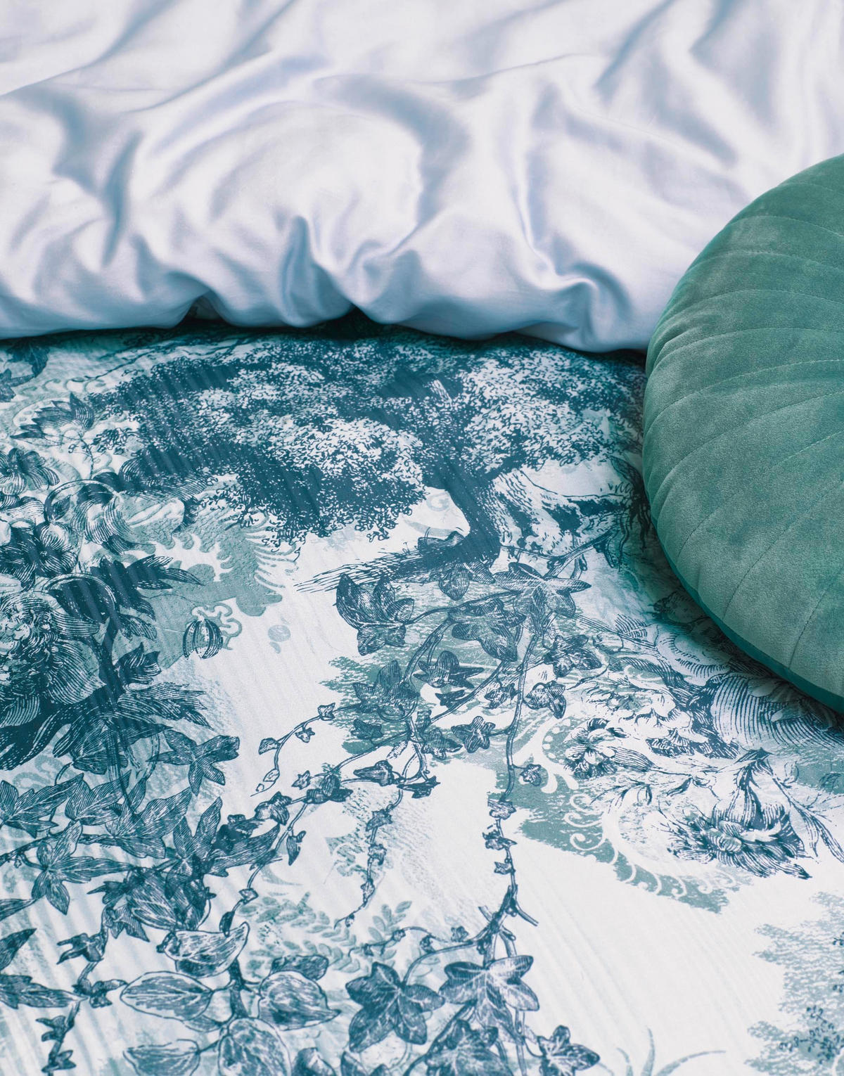 WENDEBETTWÄSCHE H/W 2021 Satin  - Blau, KONVENTIONELL (155/220cm) - Essenza