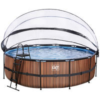 POOL SET WOOD 488/122 cm  - brun, Klassisk, metall (488/122cm) - EXIT Toys