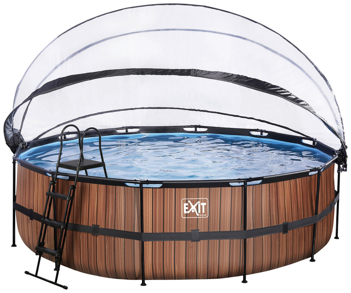 POOL SET WOOD 488/122 cm  - brun, Klassisk, metall (488/122cm) - EXIT Toys