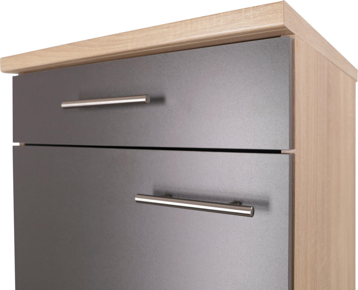 KÜCHENUNTERSCHRANK 50/84,8/60 cm  in Grau, Eichefarben  - Eichefarben/Silberfarben, Basics, Holzwerkstoff/Metall (50/84,8/60cm) - Respekta