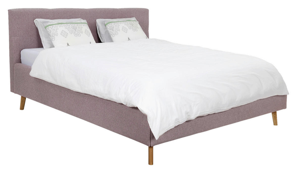 POLSTERBETT 180/200 cm,  in Pink,  - Pink/Eichefarben, MODERN, Holz/Textil (180/200cm) - MID.YOU