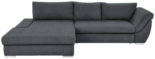 ECKSOFA in Flachgewebe Graphitfarben  - Silberfarben/Graphitfarben, Design, Textil/Metall (174/306cm) - MID.YOU