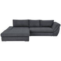 ECKSOFA in Flachgewebe Graphitfarben  - Silberfarben/Graphitfarben, Design, Textil/Metall (174/306cm) - MID.YOU