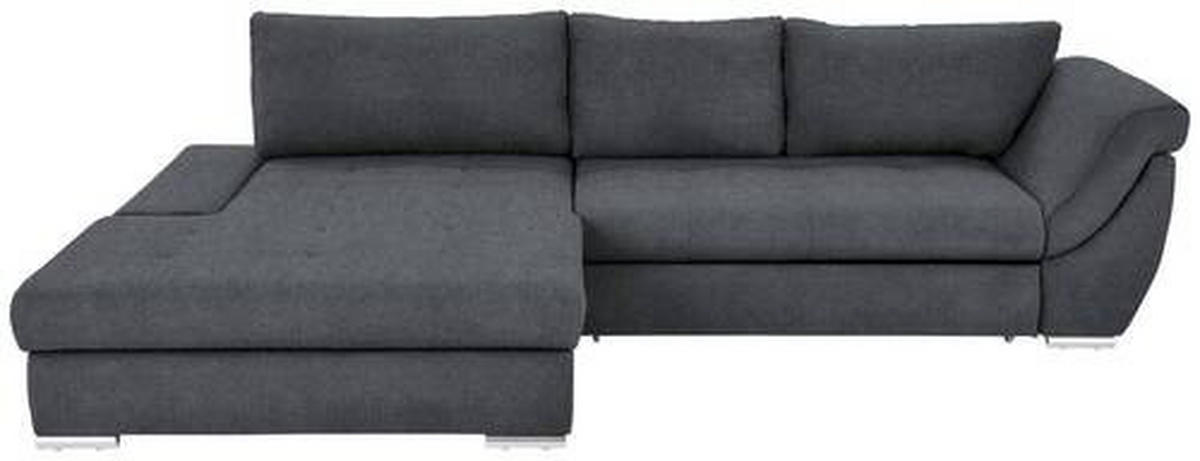 ECKSOFA in Flachgewebe Graphitfarben  - Silberfarben/Graphitfarben, Design, Textil/Metall (174/306cm) - MID.YOU