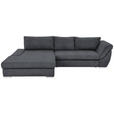 ECKSOFA in Flachgewebe Anthrazit  - Anthrazit/Silberfarben, Design, Textil/Metall (174/306cm) - Carryhome