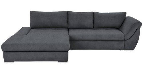 ECKSOFA in Flachgewebe Anthrazit  - Anthrazit/Silberfarben, Design, Textil/Metall (174/306cm) - Carryhome