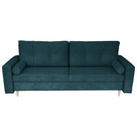 SCHLAFSOFA Cord Blau  - Blau/Schwarz, Design, Holz/Kunststoff (220/96/98cm) - MID.YOU