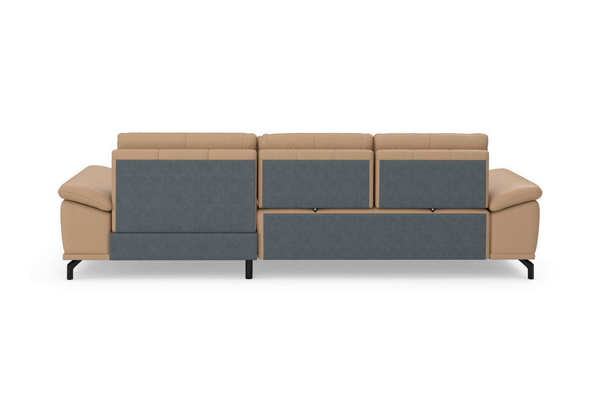 ROHOVÁ SEDAČKA, textil, koža, cappuccino - čierna/cappuccino, Basics, kov/koža (301/176cm) - Sit & More
