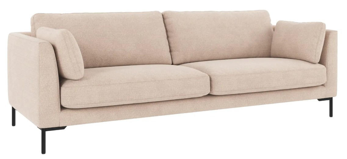 3-SITS SOFFA i beige  - beige/svart, Klassisk, metall/trä (238/83/98cm) - Rowico