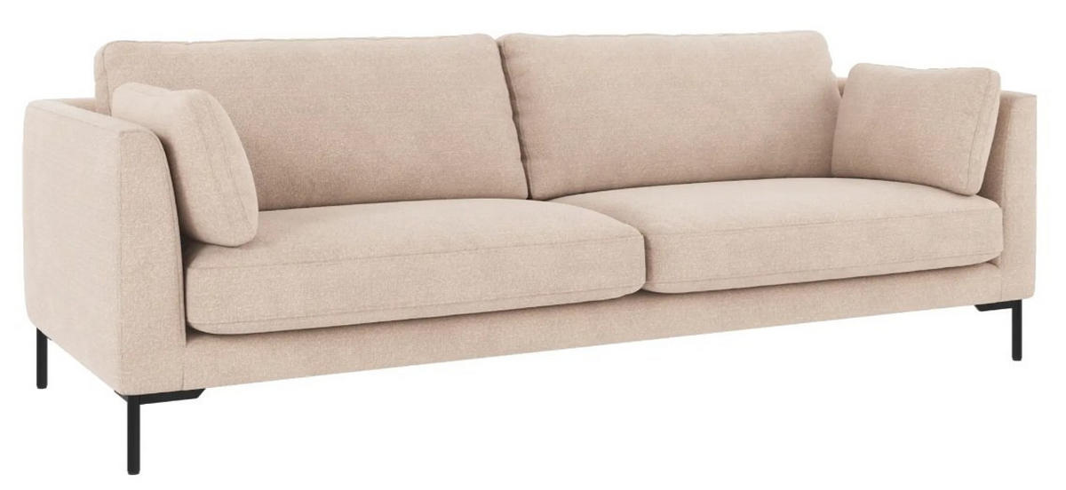 3-SITS SOFFA i beige  - beige/svart, Klassisk, metall/trä (238/83/98cm) - Rowico