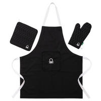 SCHÜRZEN-SET Schwarz, Weiß  - Schwarz/Weiß, Basics, Textil (30/26/2.5cm) - Benetton