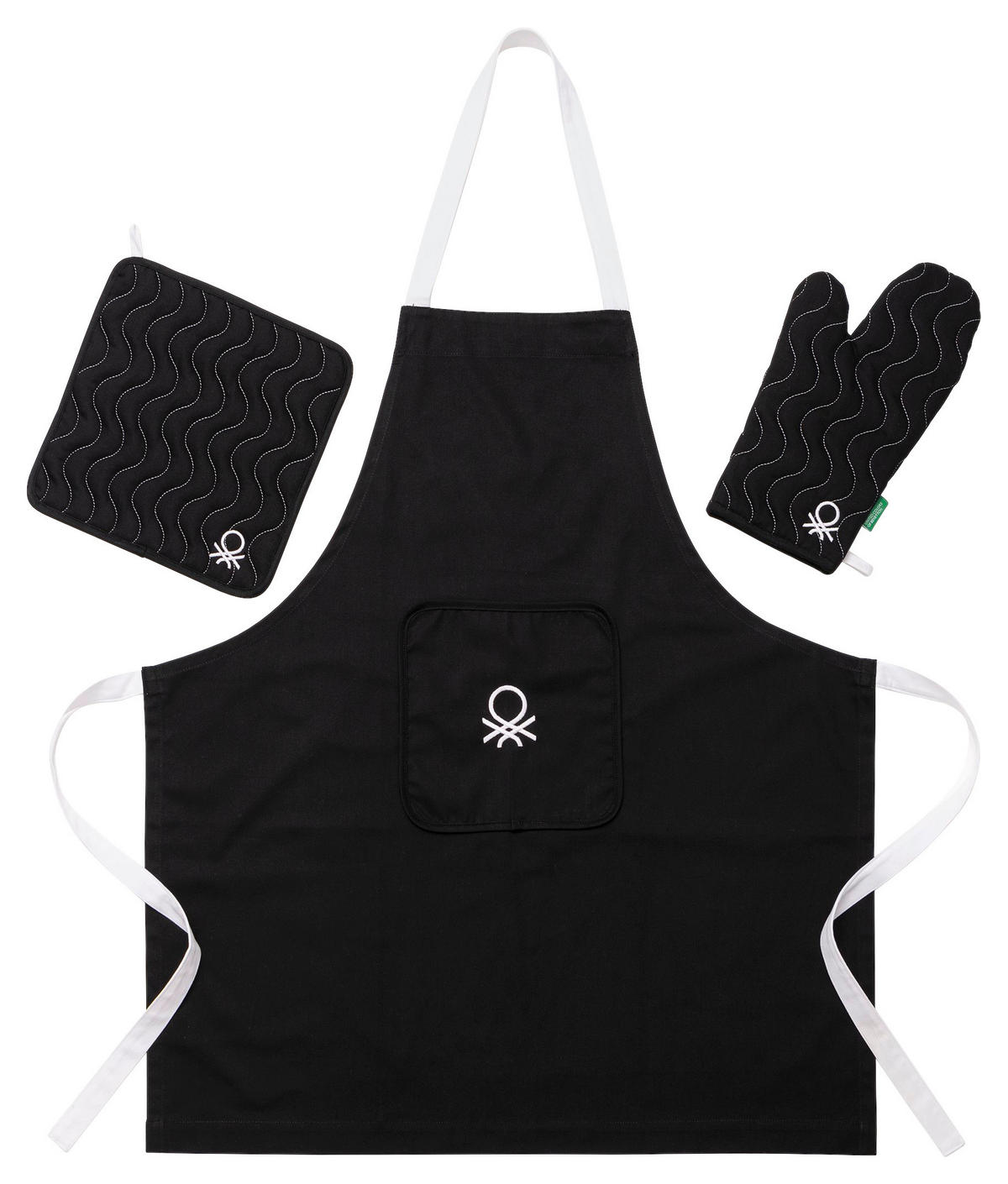 SCHÜRZEN-SET Schwarz, Weiß  - Schwarz/Weiß, Basics, Textil (30/26/2.5cm) - Benetton