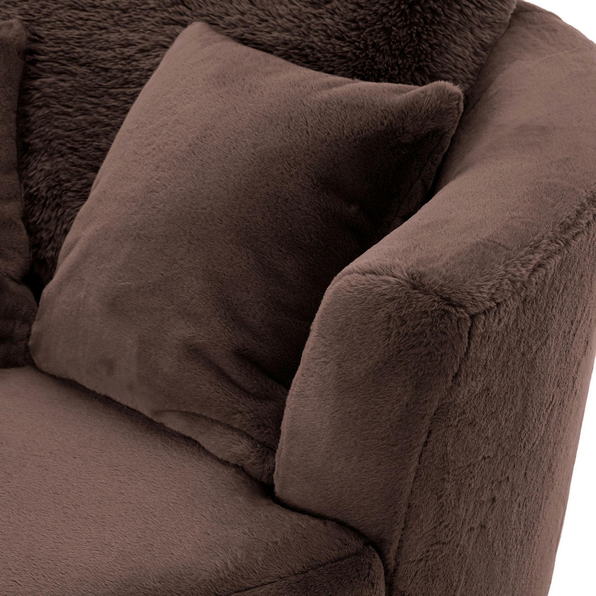 SESSEL in Plüsch Dunkelbraun  - Dunkelbraun/Schwarz, KONVENTIONELL, Textil/Metall (115/72/115cm) - Ambia Home
