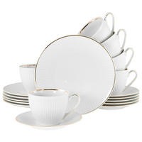 KAFFEESERVICE Valencia 18-teilig  - Goldfarben/Weiß, Design, Keramik - Creatable
