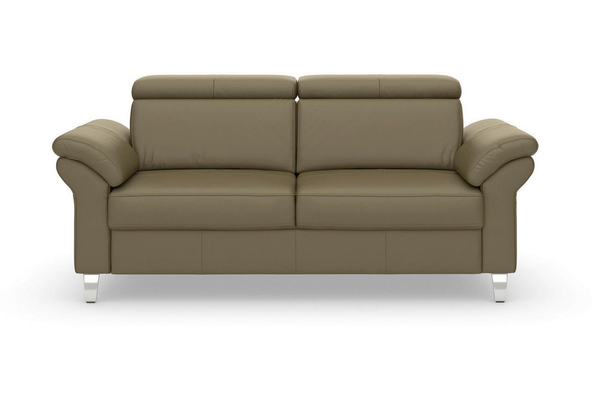 3-SITZER-SOFA ARNGAST E Echtleder Olivgrün  - Chromfarben/Olivgrün, Basics, Leder/Metall (186/84/93cm) - Sit & More