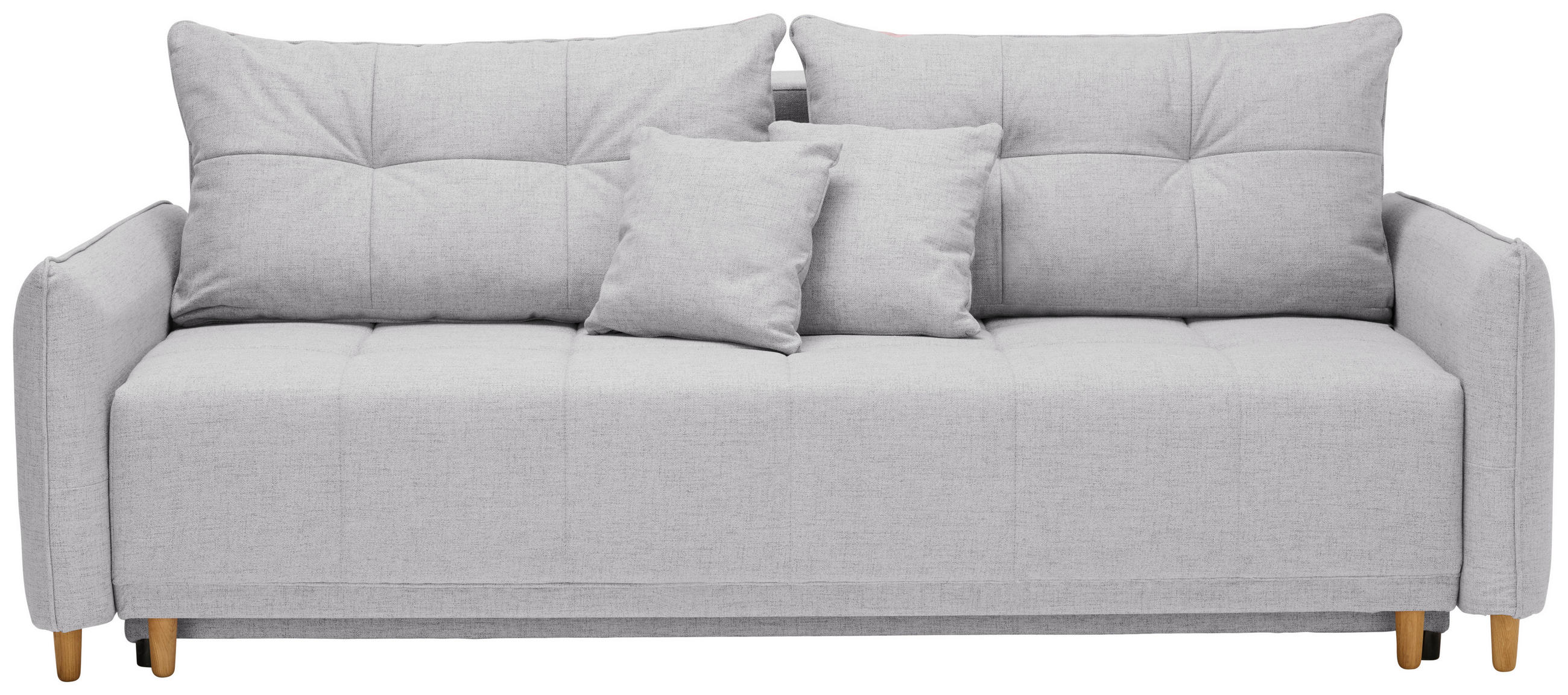 SCHLAFSOFA Webstoff Hellgrau  - Eichefarben/Hellgrau, Design, Holz/Textil (227/98/113cm) - Carryhome
