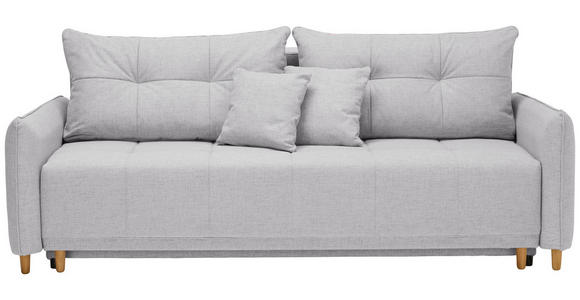 SCHLAFSOFA Webstoff Hellgrau - Eichefarben/Hellgrau, Design, Holz/Textil (227/98/113cm) - Carryhome