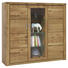 HIGHBOARD Wildeiche furniert, massiv geölt Eichefarben - Eichefarben/Alufarben, LIFESTYLE, Glas/Holz (159/140/40cm) - HOM`IN