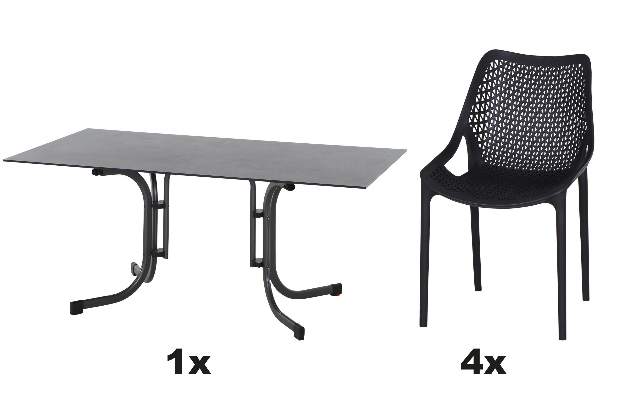 GARTENGARNITUR 5-teilig Stahl  - Anthrazit, Basics, Kunststoff/Metall (90/81/160cm) - Siena Garden