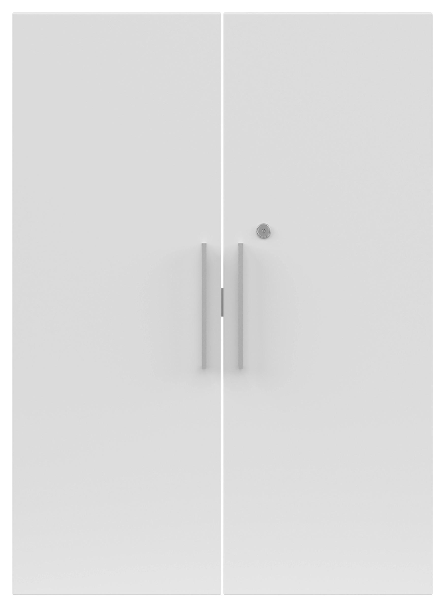 TÜRENSET - Weiß Hochglanz/Silberfarben, KONVENTIONELL, Holzwerkstoff/Metall (75,5/102,2/1,6cm) - Voleo