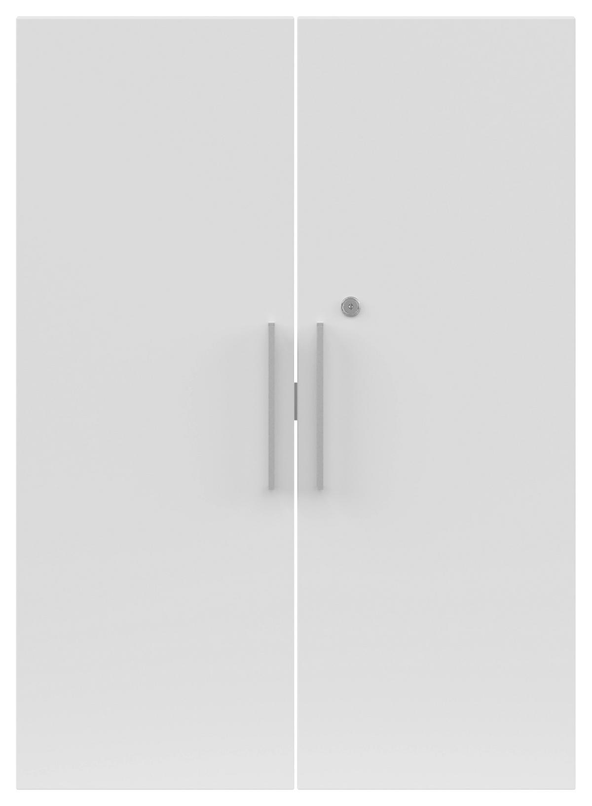 TÜRENSET - Weiß Hochglanz/Silberfarben, KONVENTIONELL, Holzwerkstoff/Metall (75,5/102,2/1,6cm) - Voleo