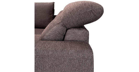 ECKSOFA Dunkelbraun Chenille Zierkissen, Bettkasten, Schlaffunktion, Rücken echt, Kopfteilverstellung, Liegefläche im Originalstoff  - Dunkelbraun/Schwarz, KONVENTIONELL, Textil/Metall (185/266cm) - Carryhome