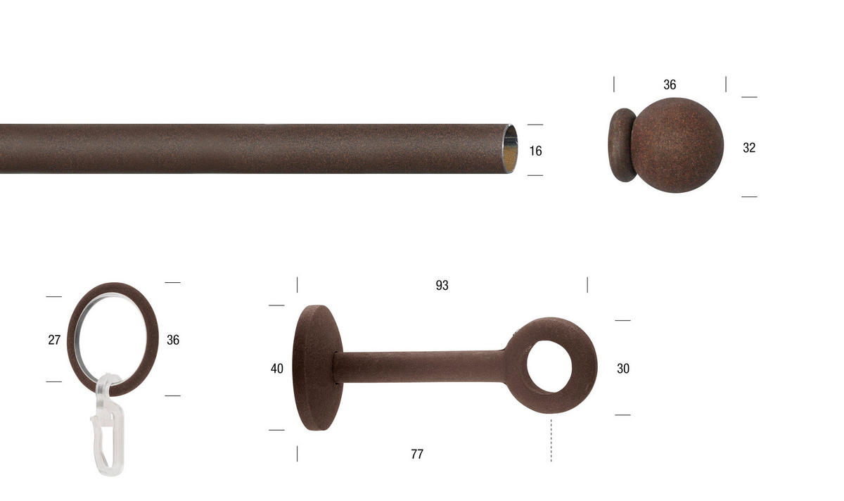 VORHANGSTANGE 390 cm  - Rostfarben, KONVENTIONELL, Metall (390cm)