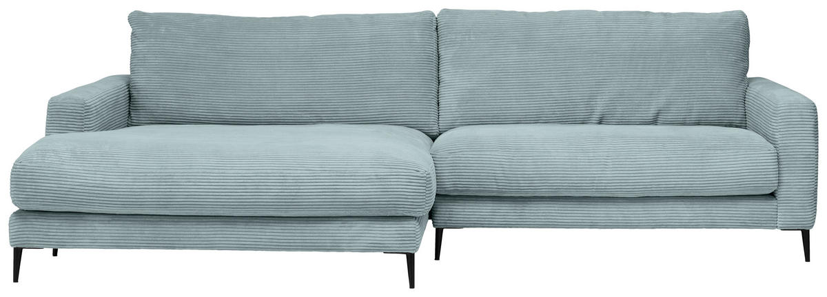 ECKSOFA Hellblau Cord  - Schwarz/Hellblau, Design, Textil/Metall (190/272cm) - Pure Home Lifestyle