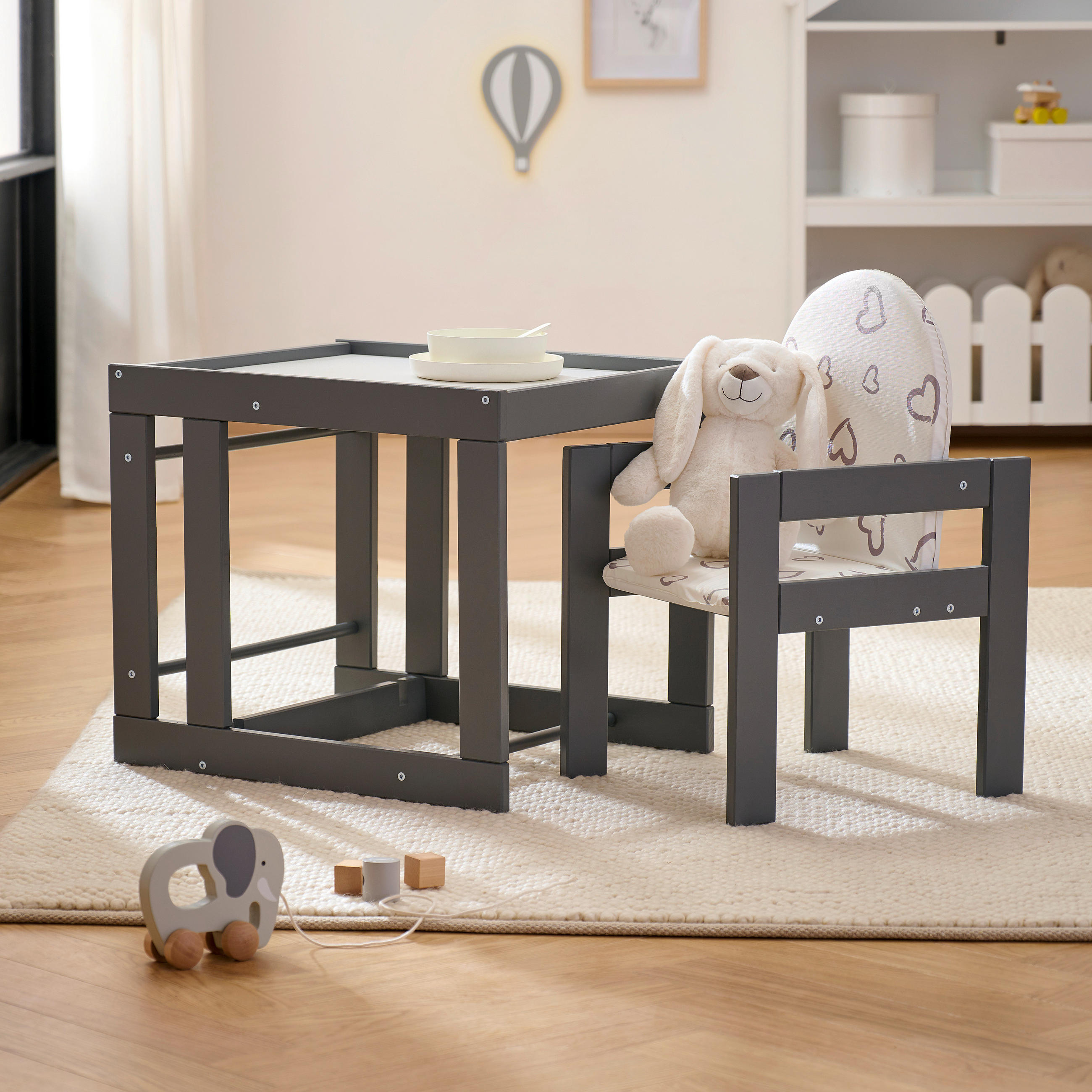 KOMBIHOCHSTUHL Grau  - Grau, Basics, Holz - My Baby Lou
