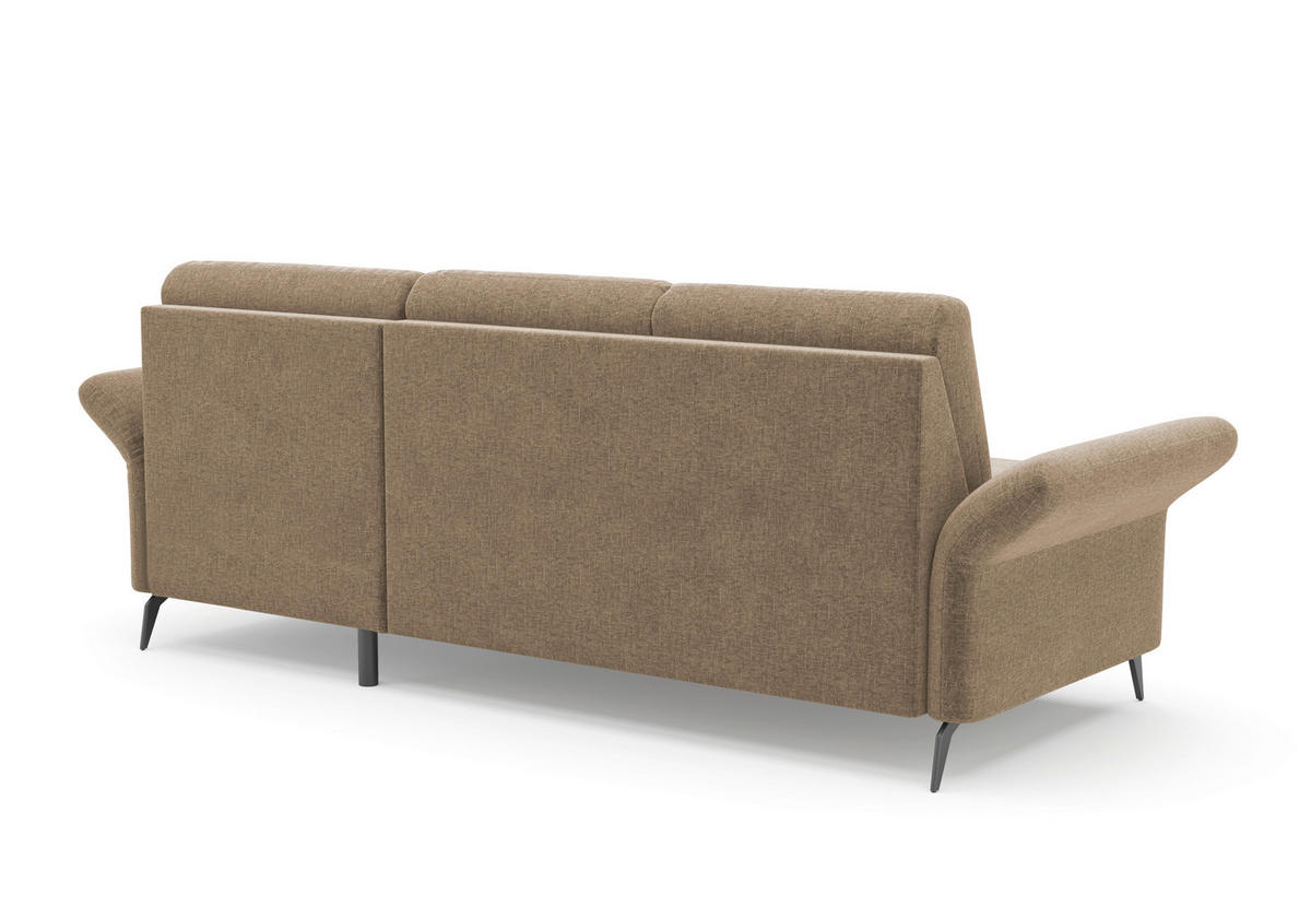ECKSOFA ROCHELLE E Hellbraun Flachgewebe  - Hellbraun/Schwarz, KONVENTIONELL, Textil/Metall (251/164cm) - Sit & More