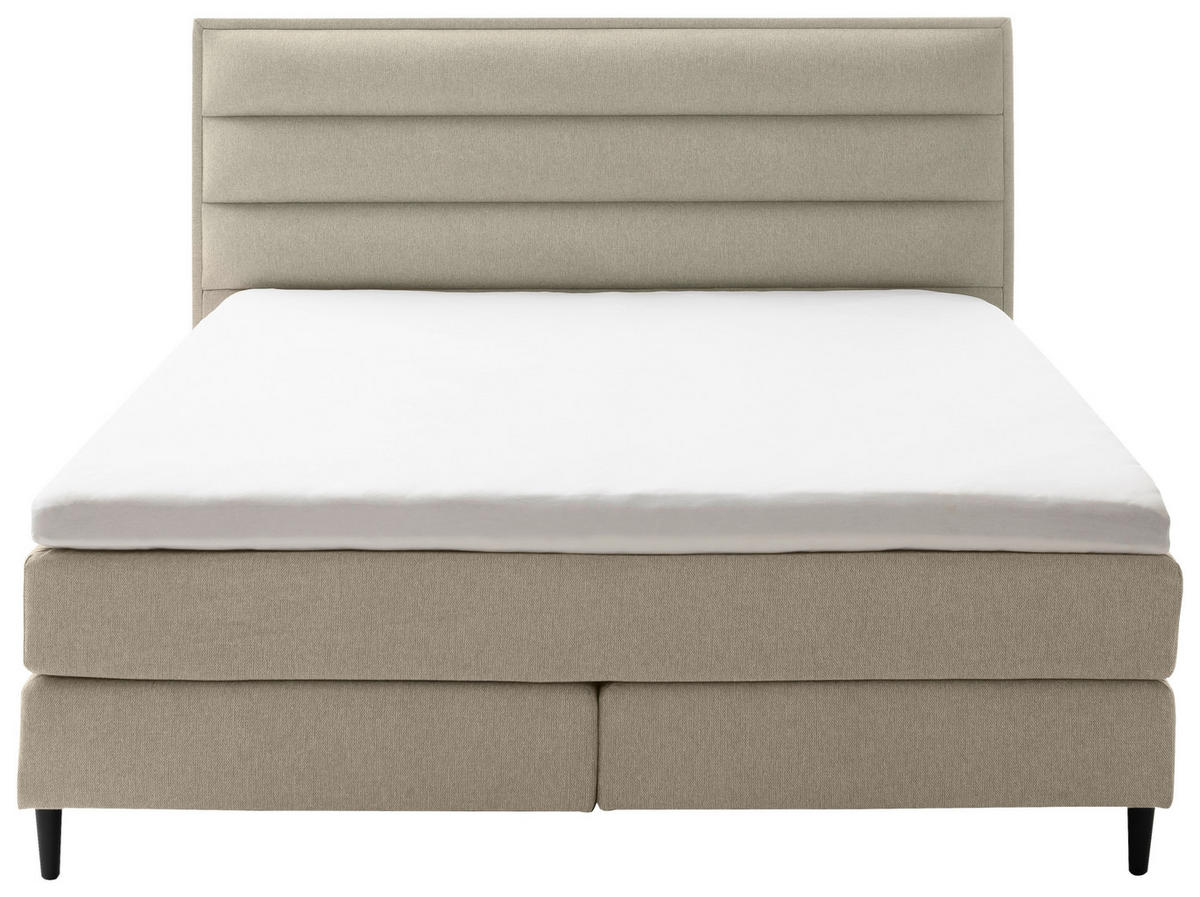 BOXSPRINGBETT 180/200 cm  in Beige  - Beige/Schwarz, Design, Textil/Metall (180/200cm) - Schöner Wohnen