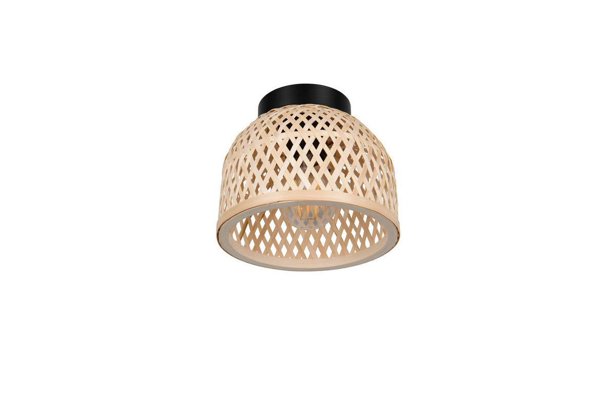 WANDLEUCHTE - Schwarz/Naturfarben, Natur, Naturmaterialien/Metall (18/25/22,5cm)