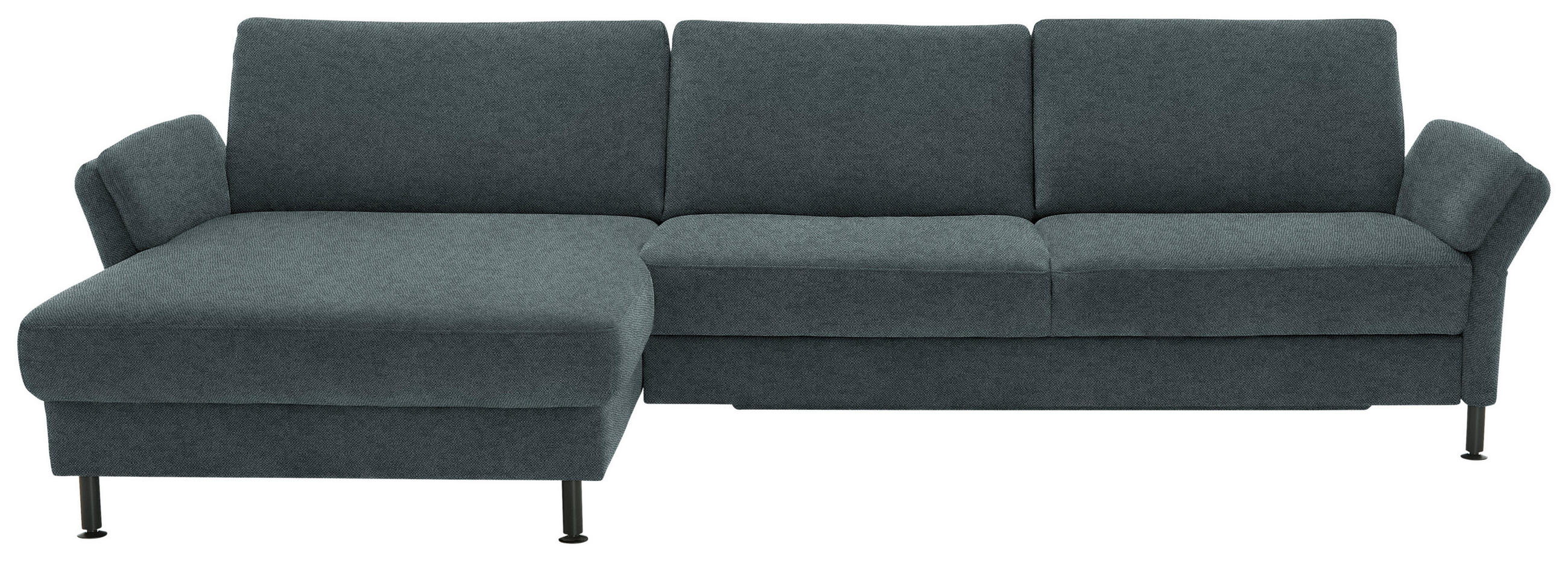 ECKSOFA  in Chenille, Flachgewebe Blau  175/316 cm  - Blau/Schwarz, Design, Textil/Metall (175/316cm) - Dieter Knoll