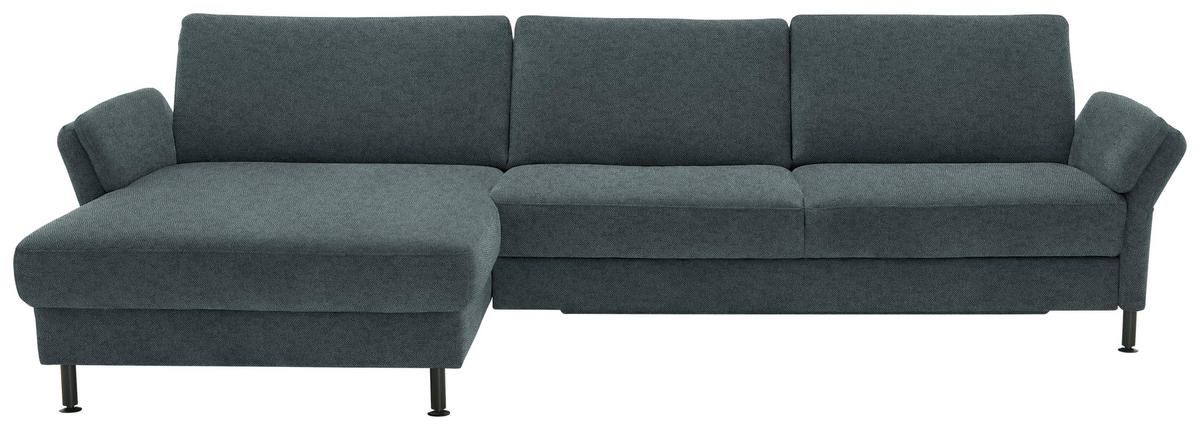 ECKSOFA  in Chenille, Flachgewebe Blau  175/316 cm  - Blau/Schwarz, Design, Textil/Metall (175/316cm) - Dieter Knoll