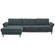 ECKSOFA  in Chenille, Flachgewebe Blau  175/316 cm  - Blau/Schwarz, Design, Textil/Metall (175/316cm) - Dieter Knoll