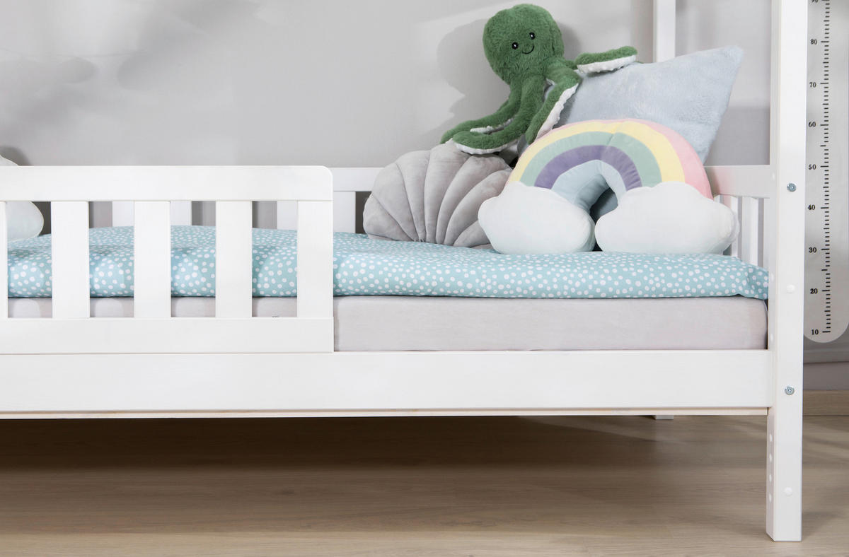 HAUSBETT 90/200 cm Weiss  - Weiss/Naturfarben, Modern, Holz (90/200cm) - MID.YOU
